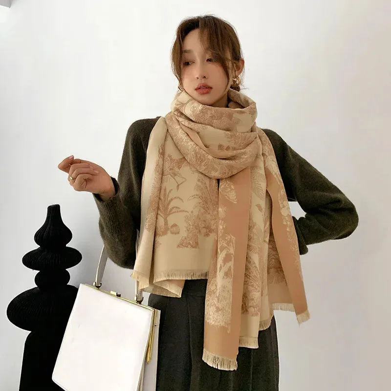 Winter Warm Women Scarf Luxury Double Sided Imitation Cashmere Shawl Wraps Bufanda Female Pashmina Blanket Travel Poncho Stoles