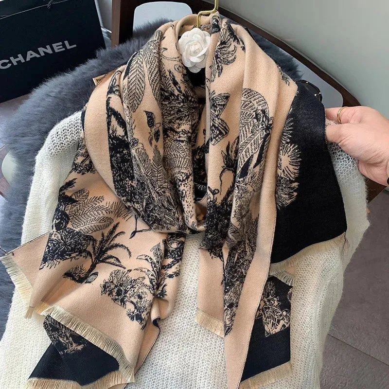 Winter Warm Women Scarf Luxury Double Sided Imitation Cashmere Shawl Wraps Bufanda Female Pashmina Blanket Travel Poncho Stoles