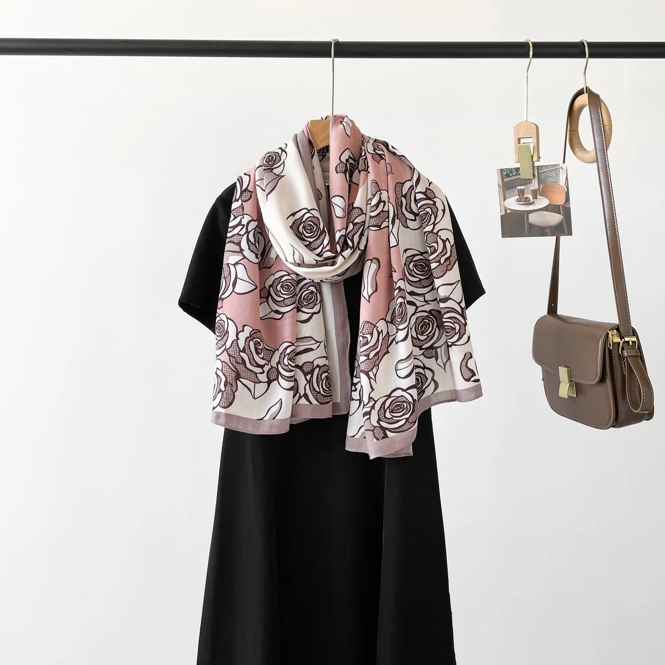 Women's Colorful Floral Design Premium Viscose Scarf
