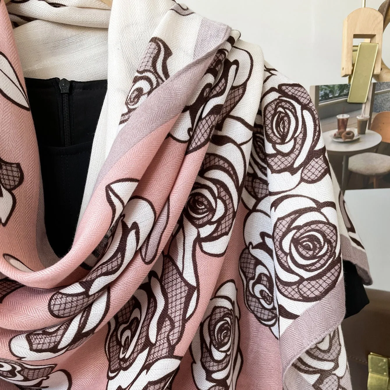 Women's Colorful Floral Design Premium Viscose Scarf