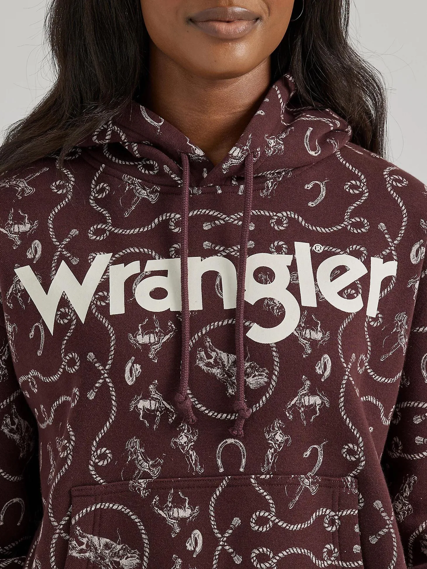 Wrangler Women's Allover Western Cinched Hoodie In Fudge