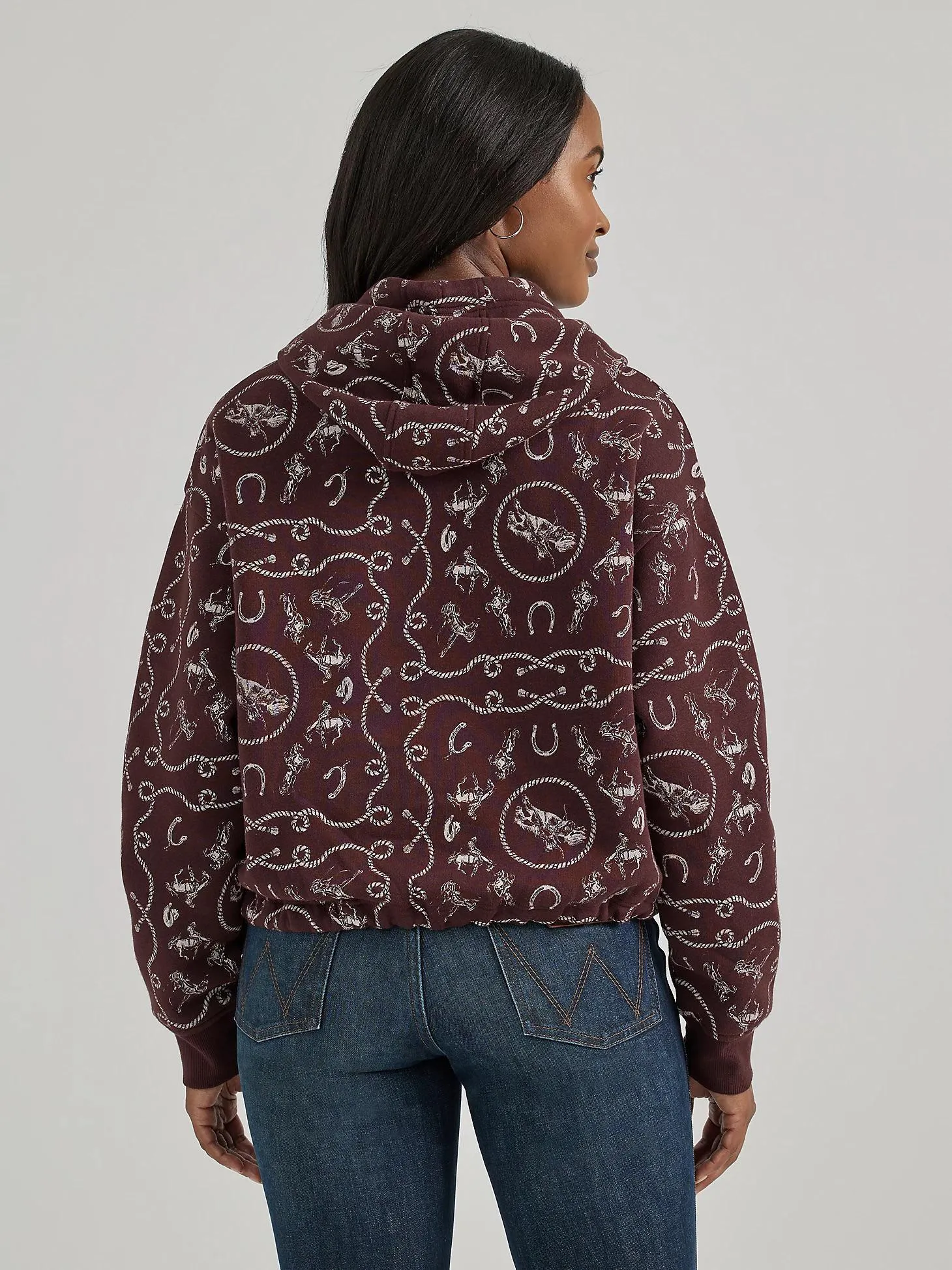 Wrangler Women's Allover Western Cinched Hoodie In Fudge